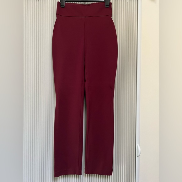 Express High Waisted Luxe Comfort Knit Columnist Slim Pant - Wine - Picture 4 of 8